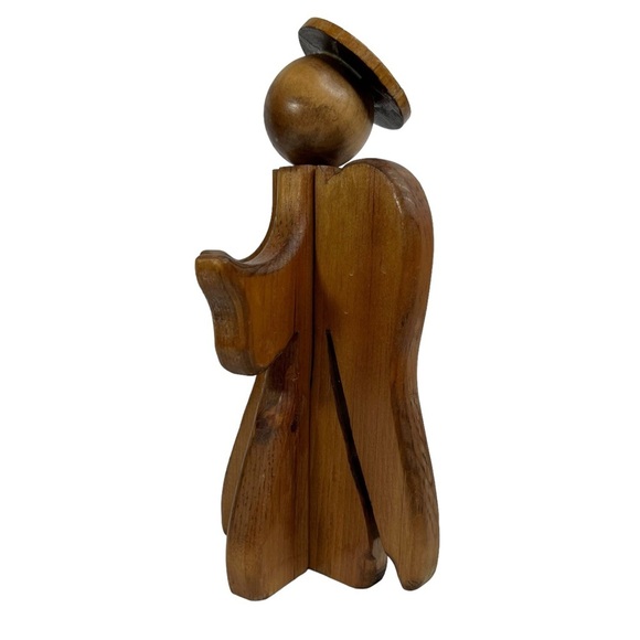 Brown Wooden Angel Jigsaw Puzzle Praying Angel Figurine Decor - Picture 2 of 9